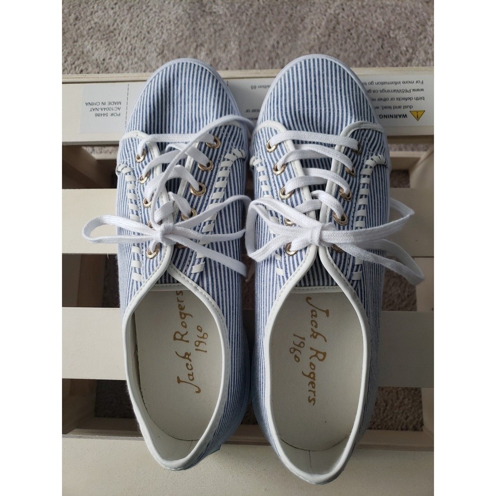 Jack Rogers 1960 Sneakers Blue & White Strip Size 8